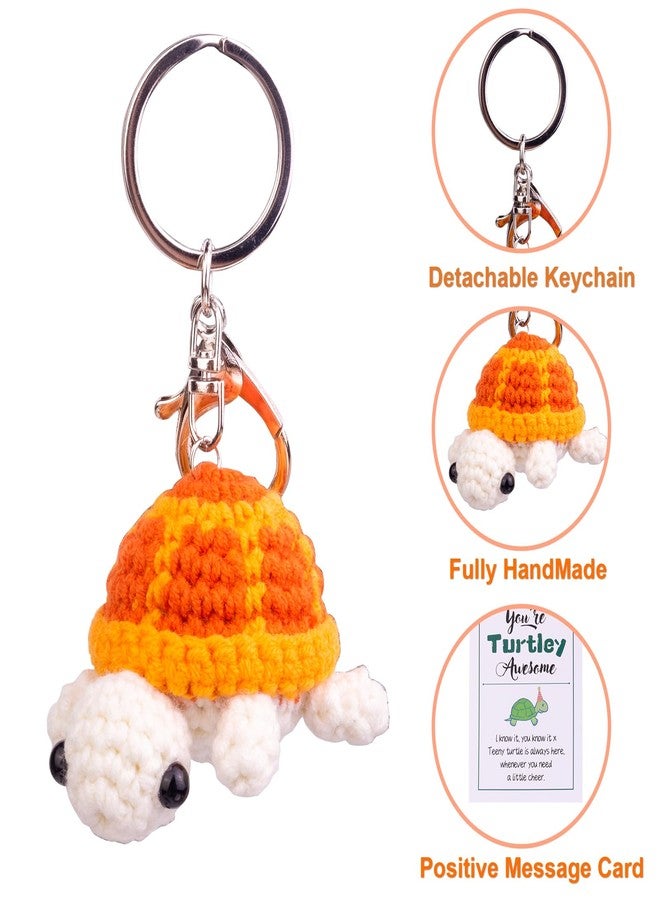 MuMyer Funny Crochet Turtle Doll, Handmade Emotional Support Knitting Wool Turtle Animal Gift With Detachable Keychain(Blue) - Image 5